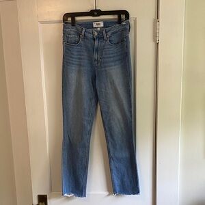 PAIGE Cindy Jean with Distressed Hem in color “Music Distressed” sz 27